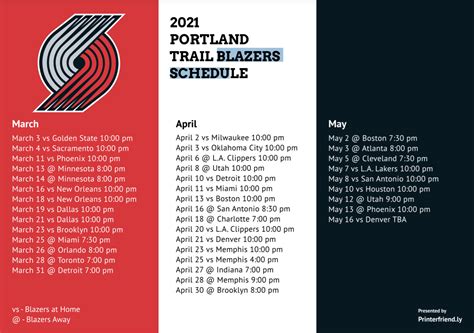 trailblazer schedule 2020.